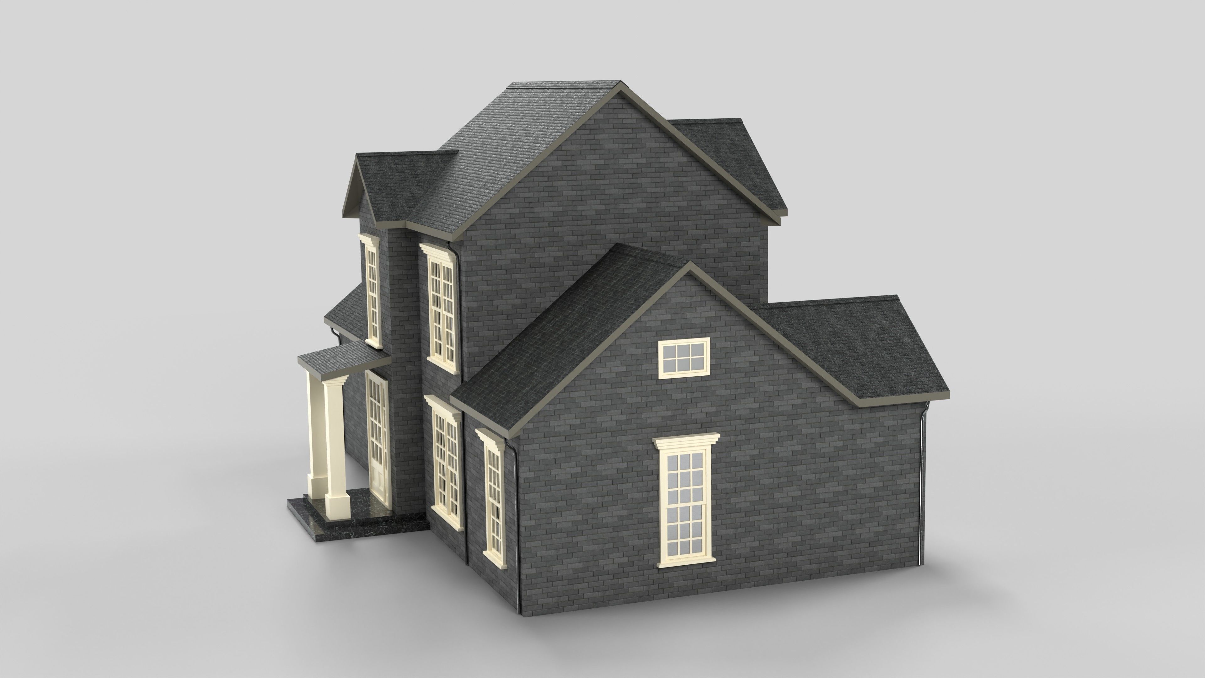 British House Design 01T1 Low-poly 3D model_5