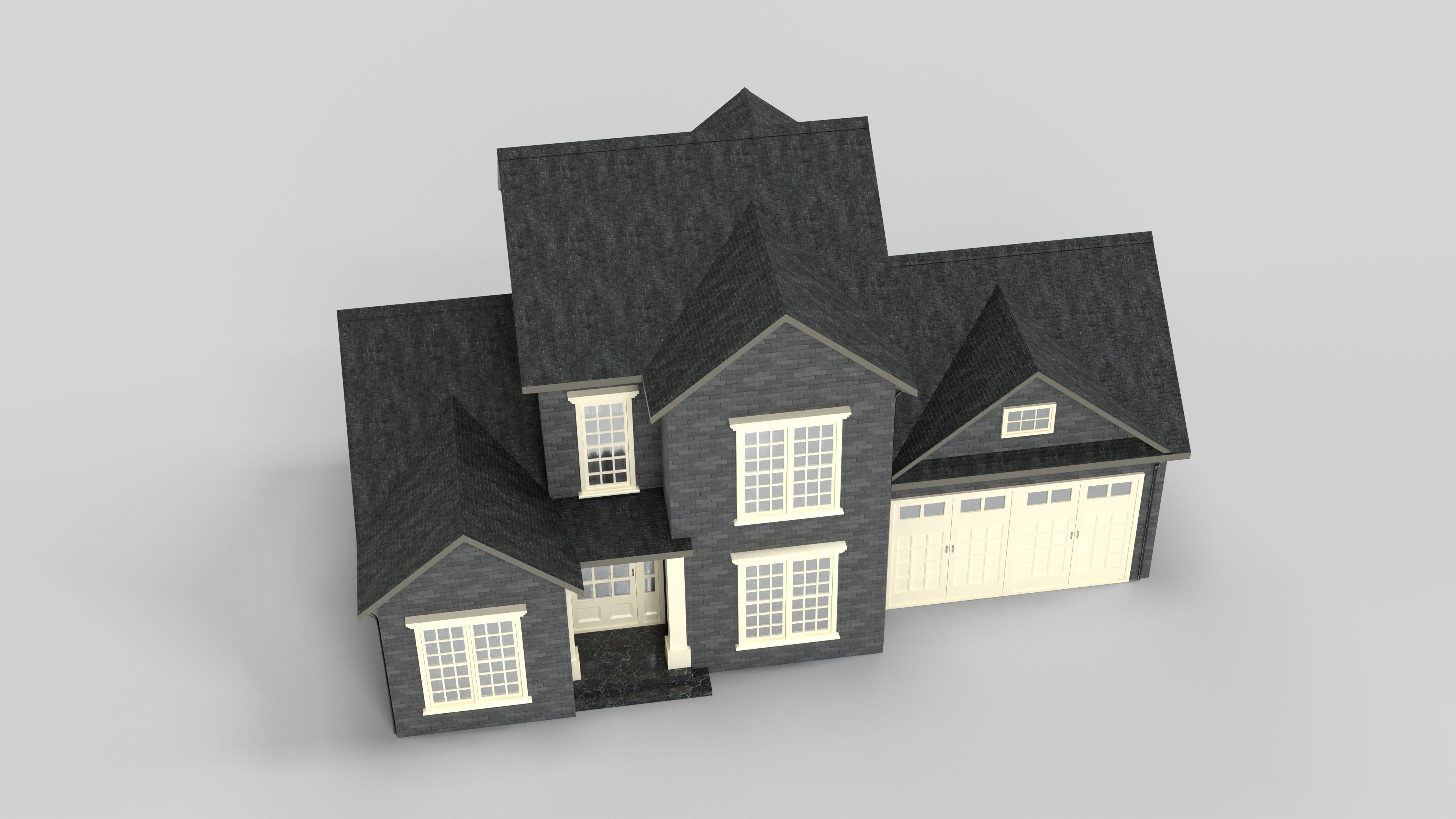 British House Design 01T1 Low-poly 3D model_3