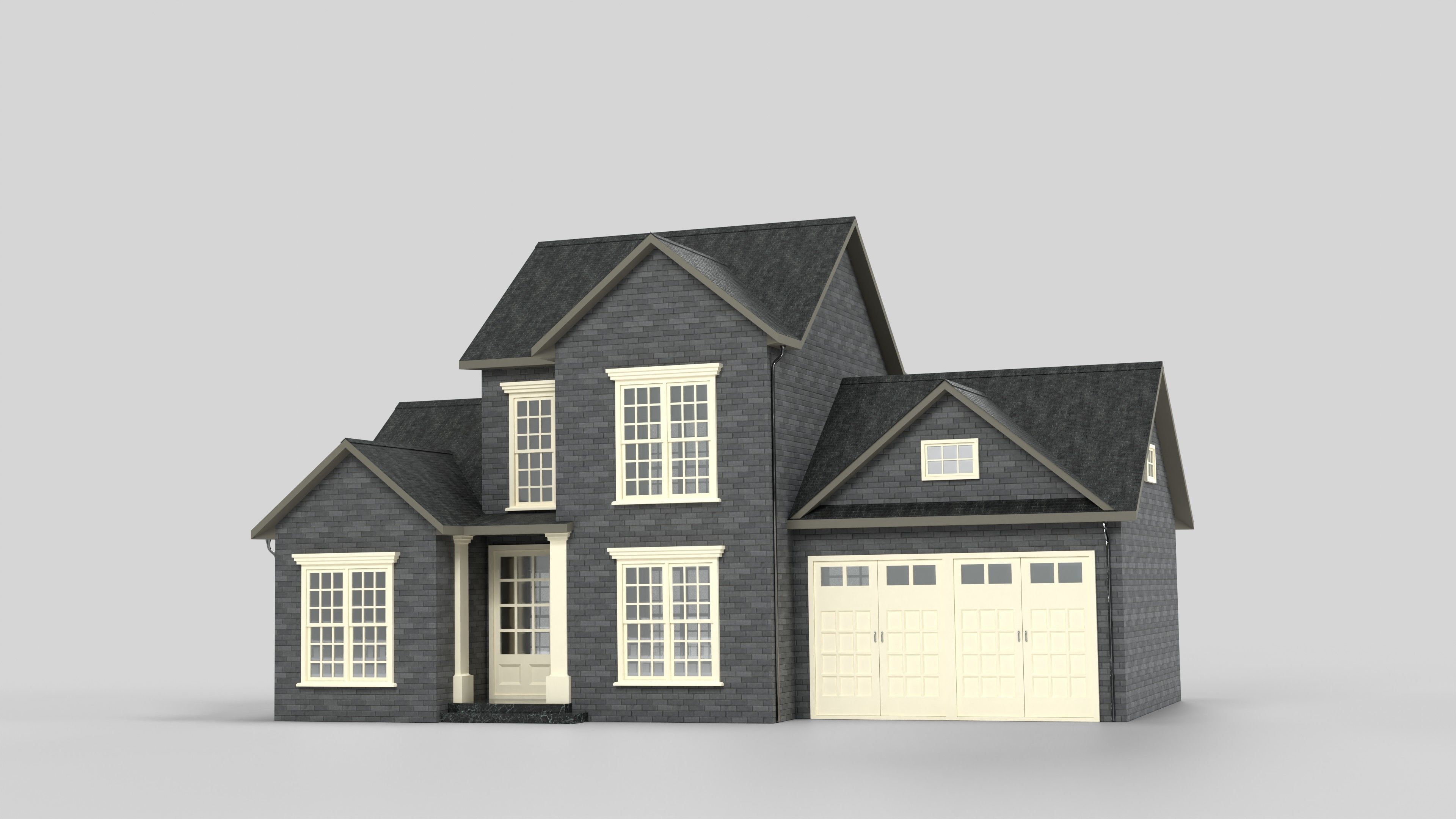 British House Design 01T1 Low-poly 3D model_4