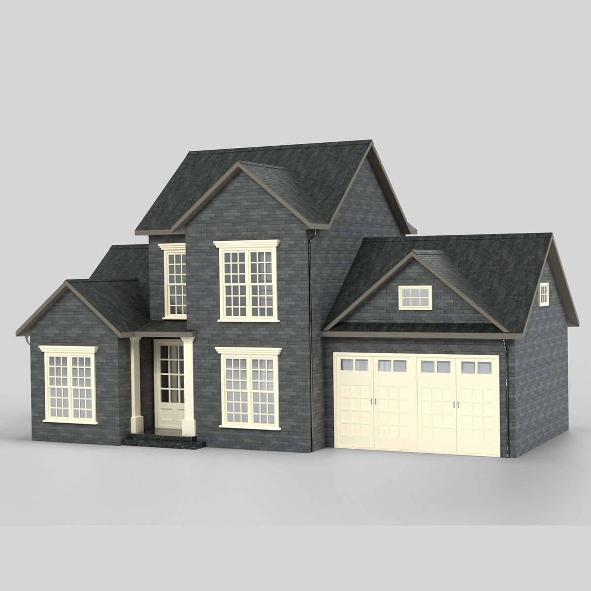 British House Design 01T1 Low-poly 3D model_6