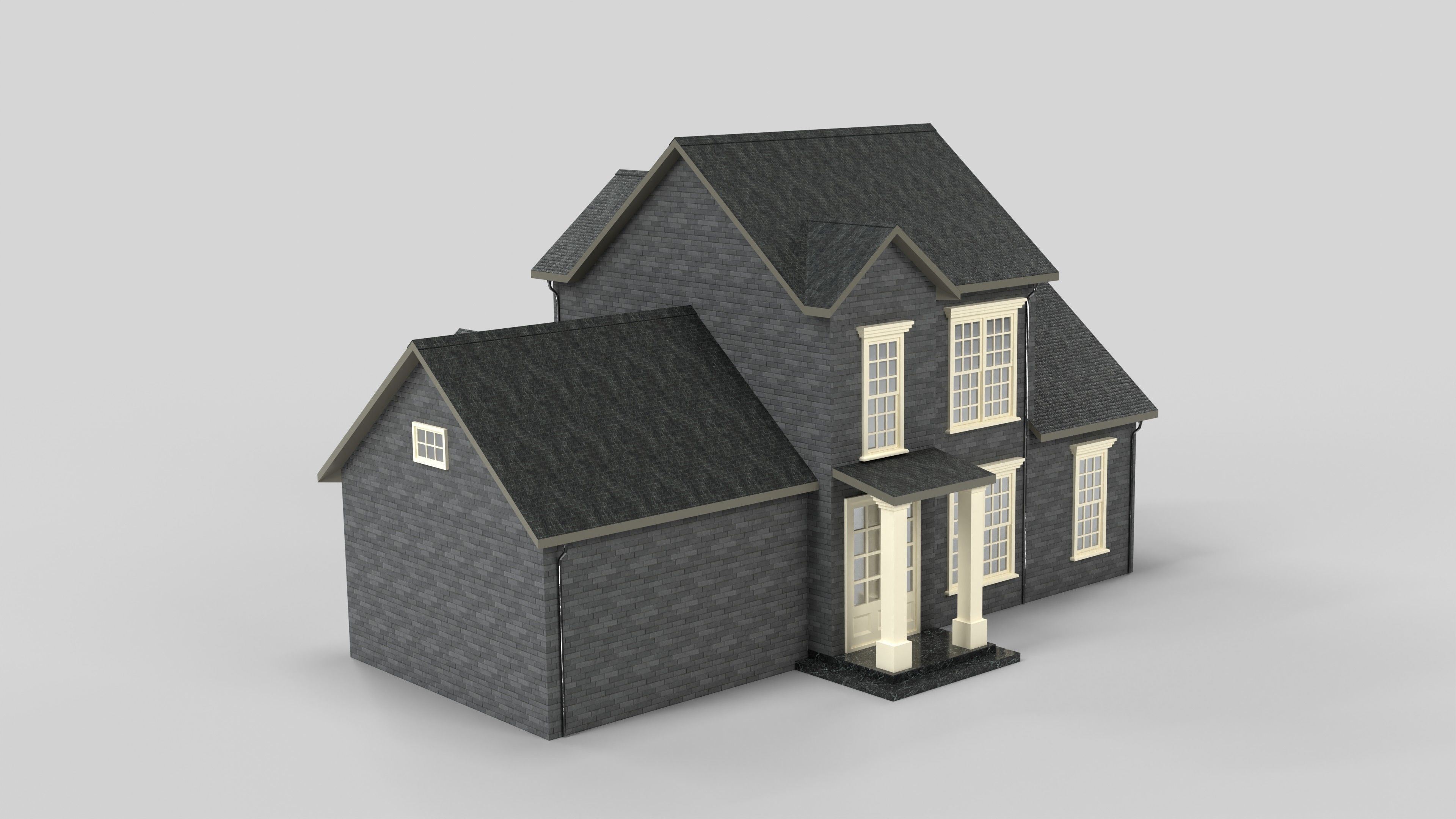 British House Design 01T1 Low-poly 3D model_2