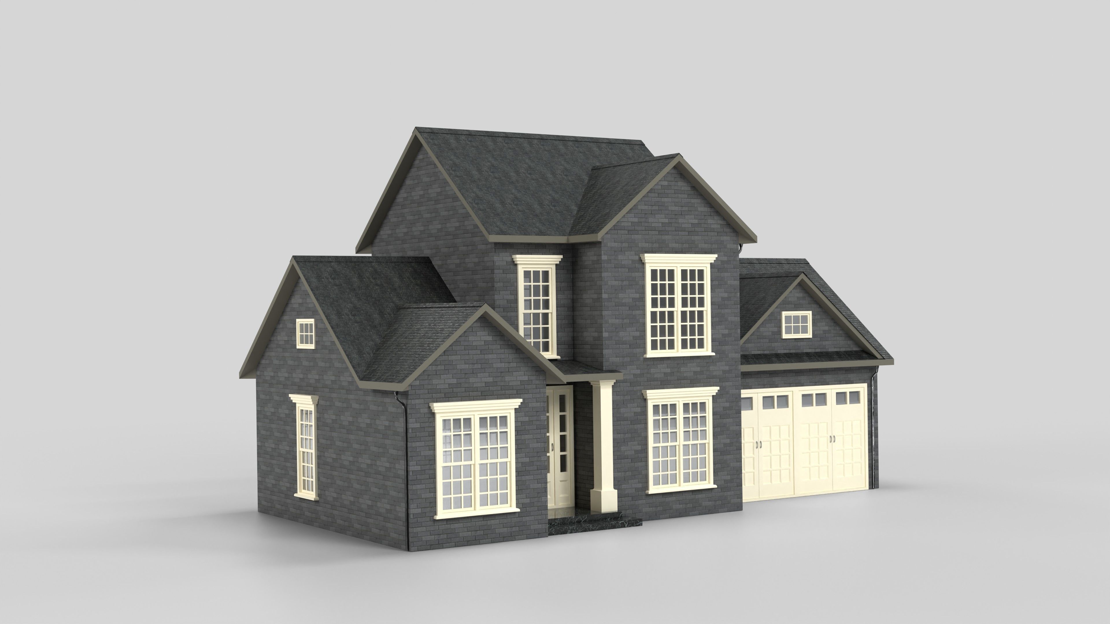 British House Design 01T1 Low-poly 3D model_1