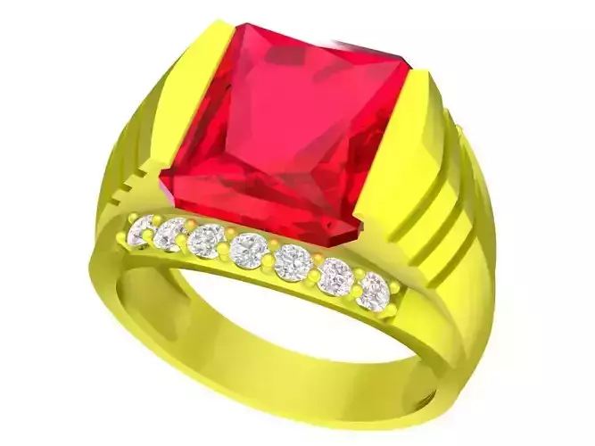 5216 emeral diamond men ring 3D print model