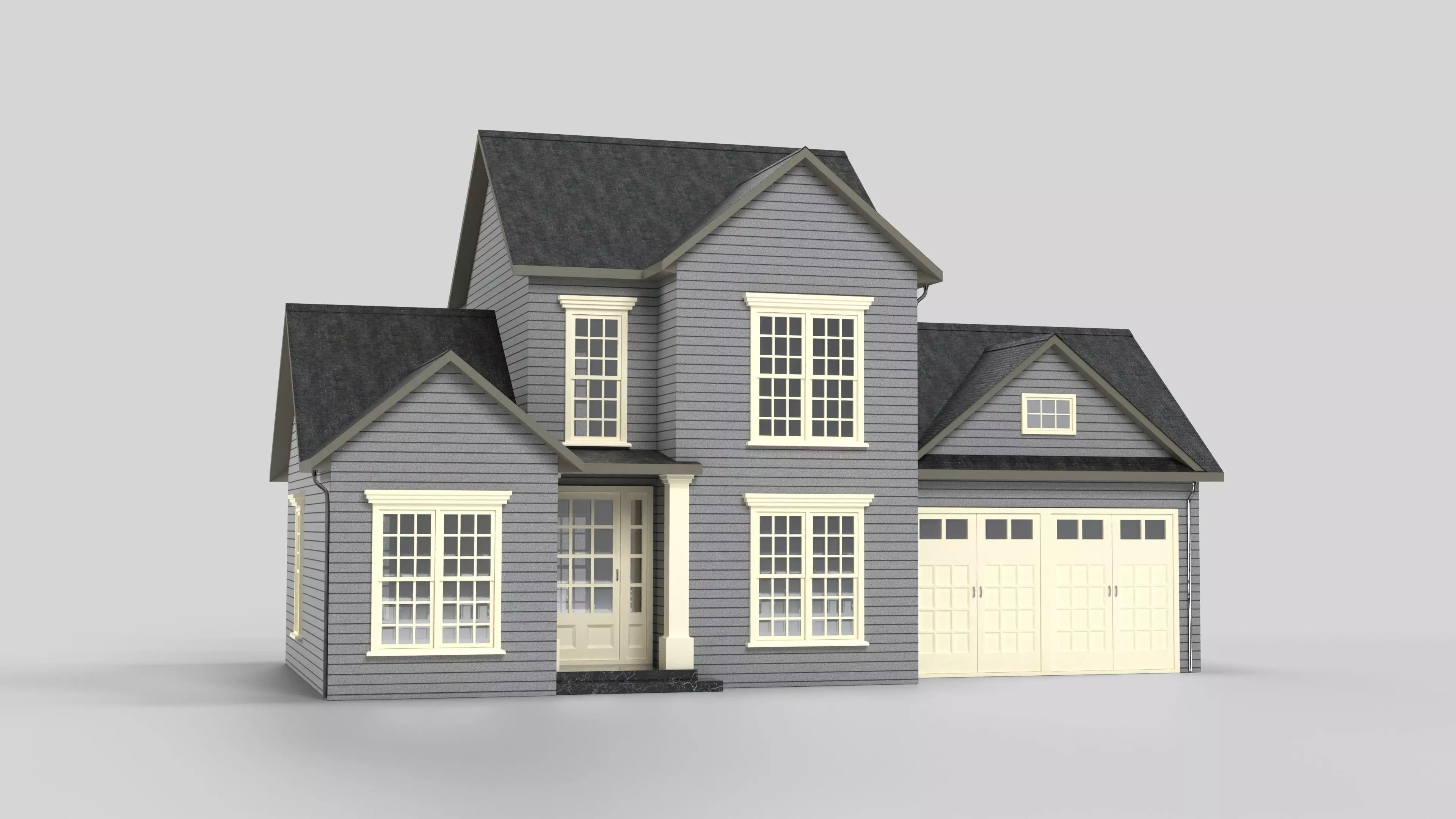 British House Design 01T2 Low-poly 3D model_0