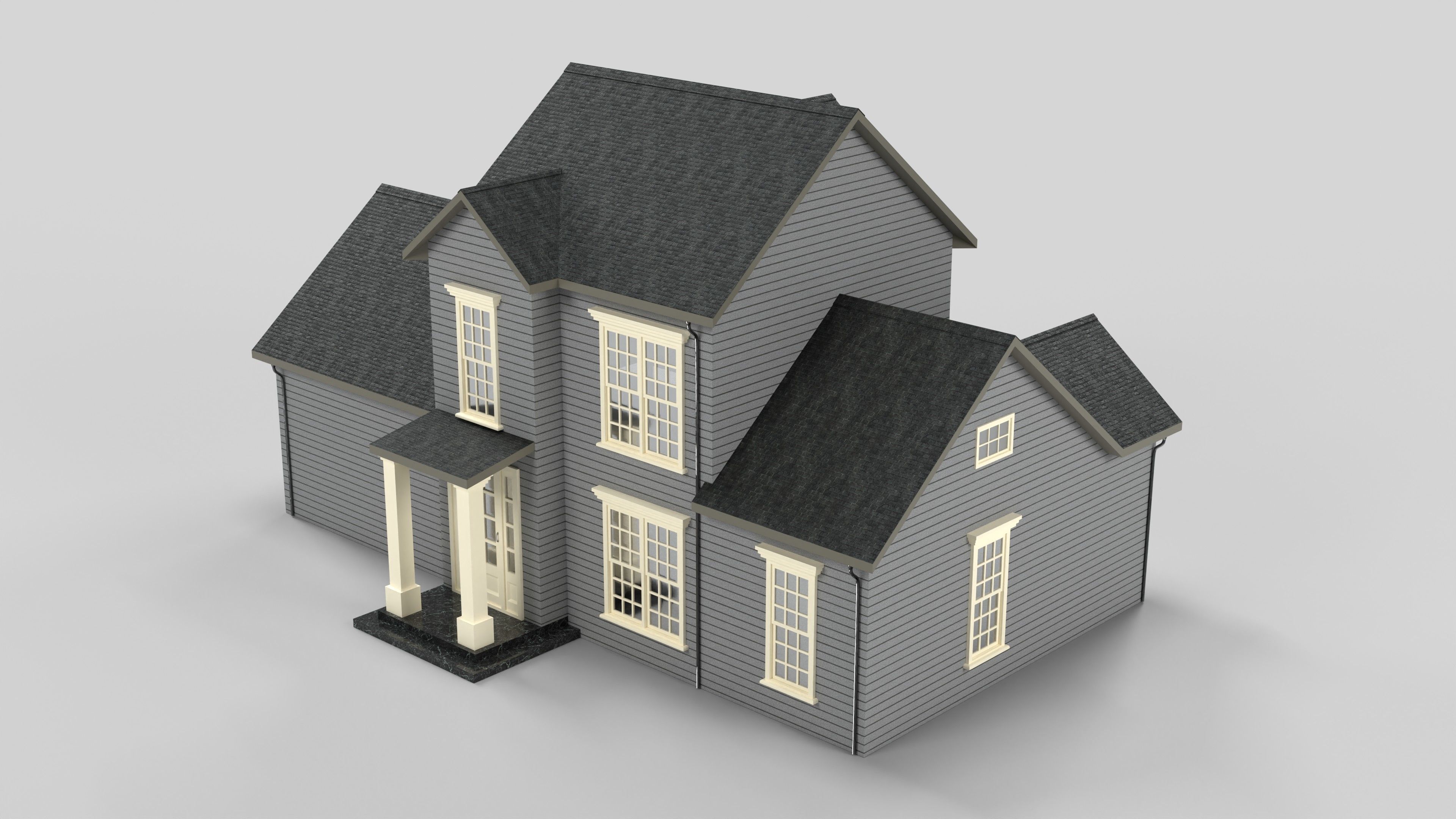 British House Design 01T2 Low-poly 3D model_2
