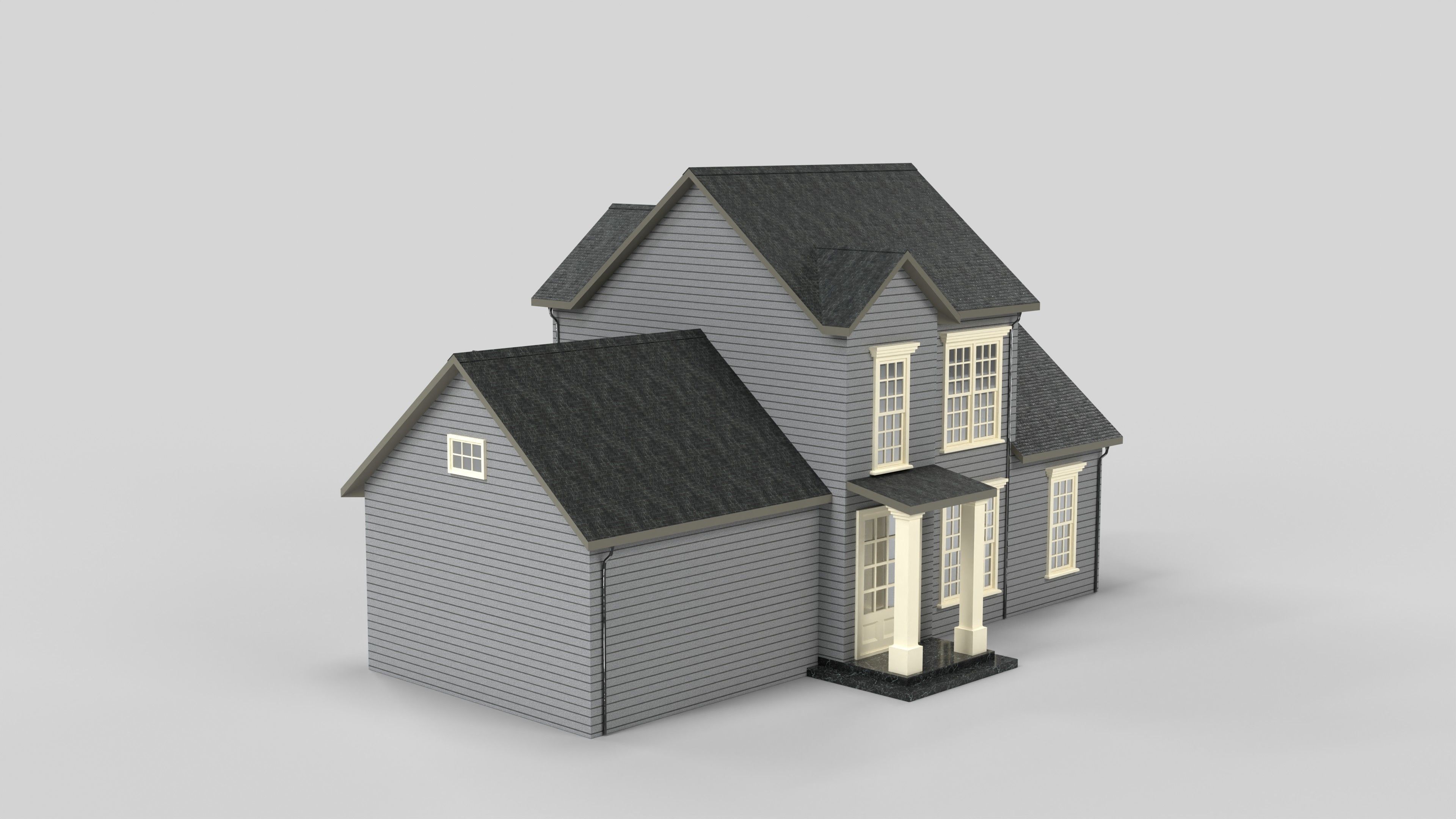 British House Design 01T2 Low-poly 3D model_3