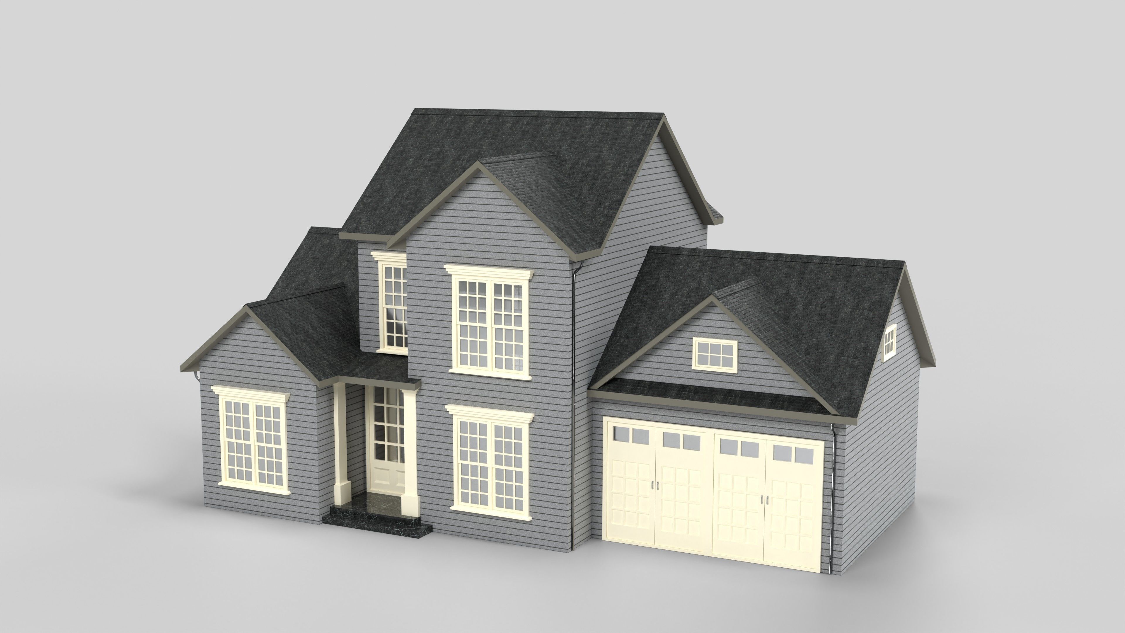 British House Design 01T2 Low-poly 3D model_1