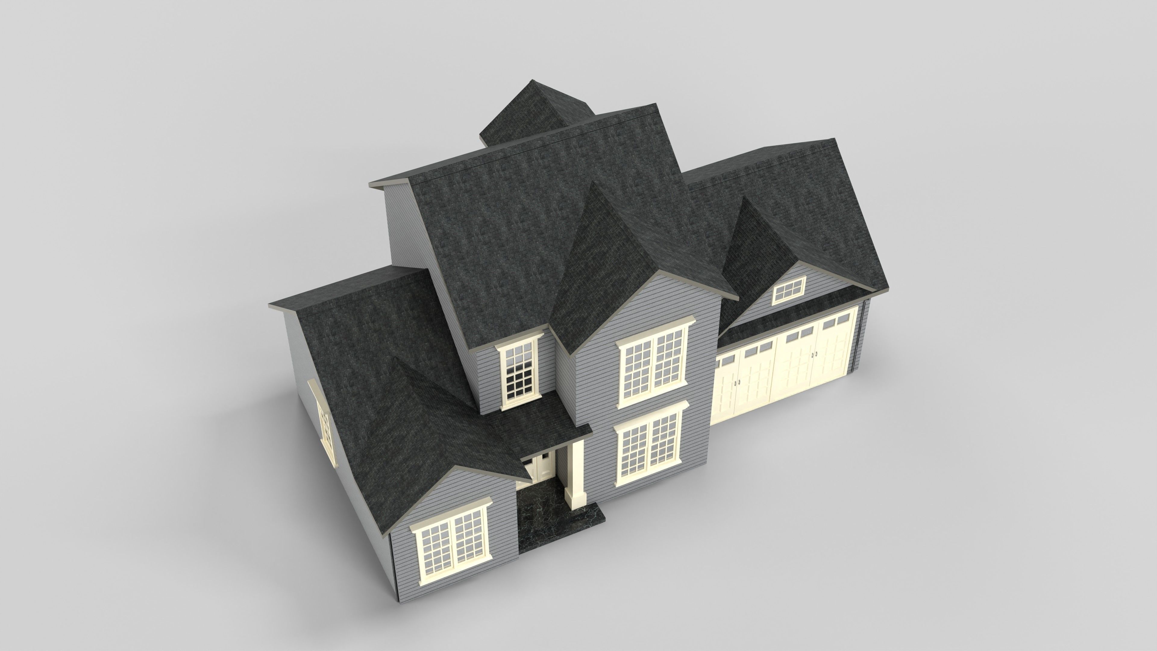 British House Design 01T2 Low-poly 3D model_4