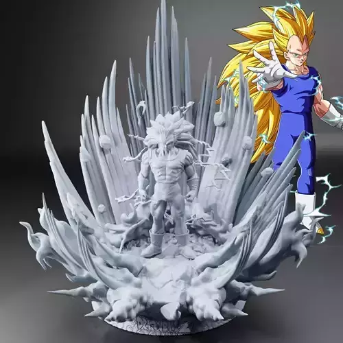 VEGETA SSJ3 - DRAGON BALL - 3D PRINT - SPLIT PART 3D print model