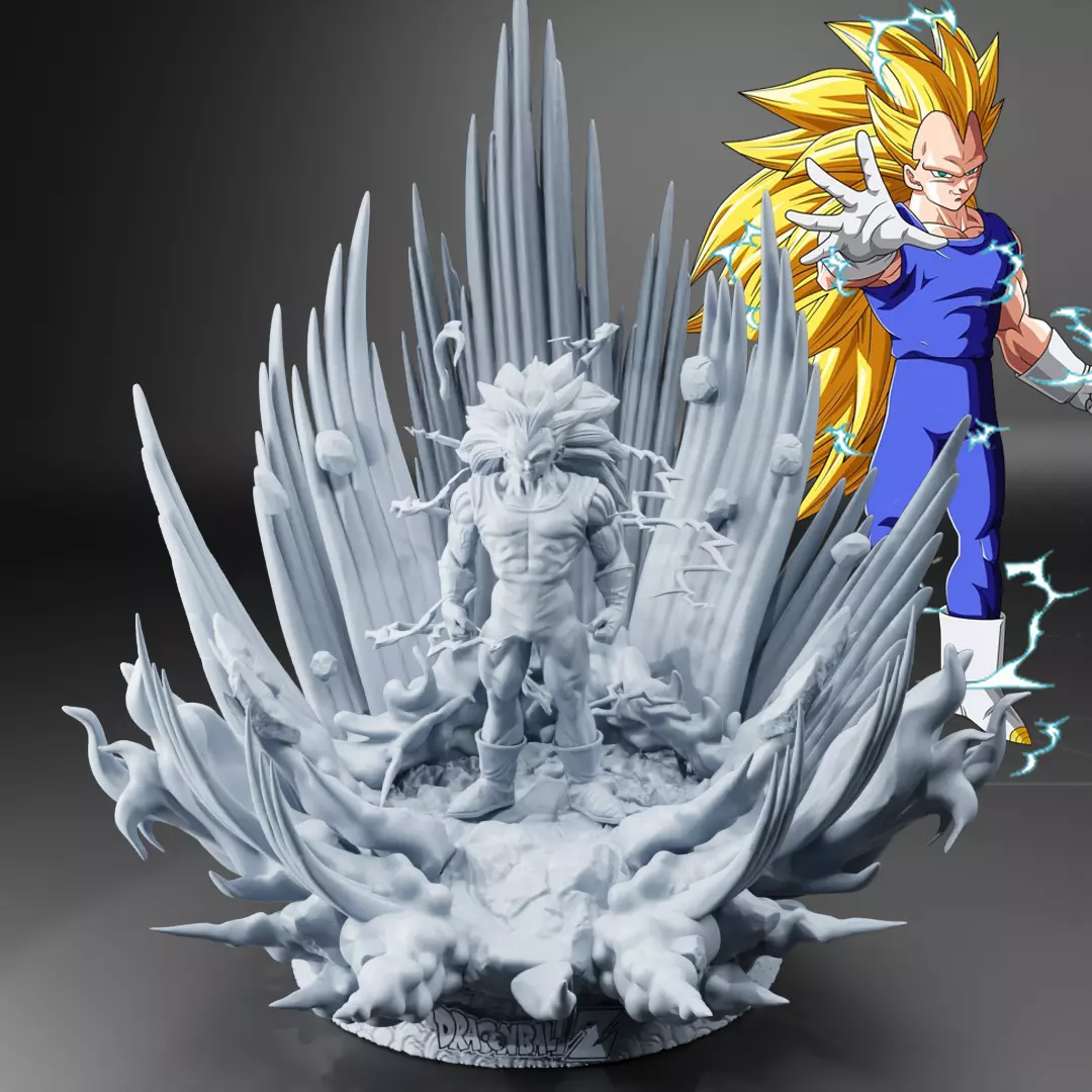 VEGETA SSJ3 - DRAGON BALL - 3D PRINT - SPLIT PART 3D print model