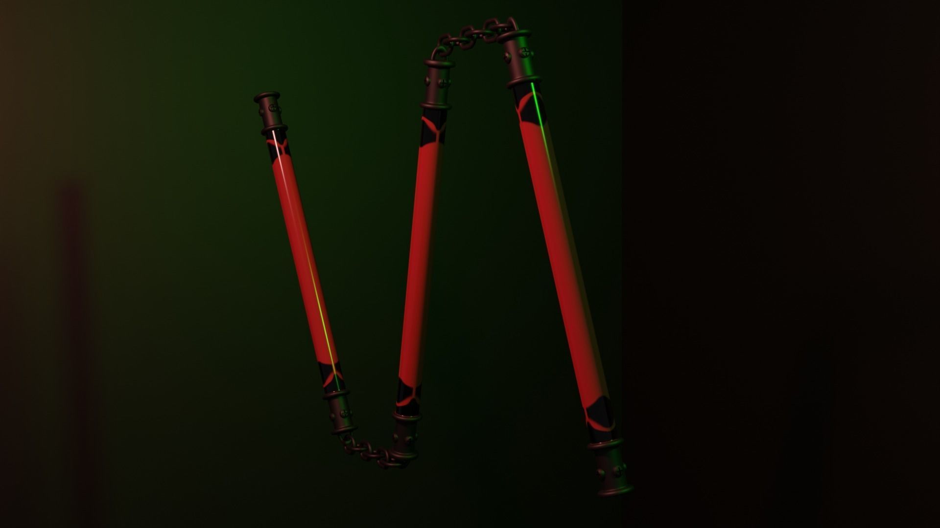 Playful Cloud ie Red and Black Nunchucks Free low-poly 3D model_1