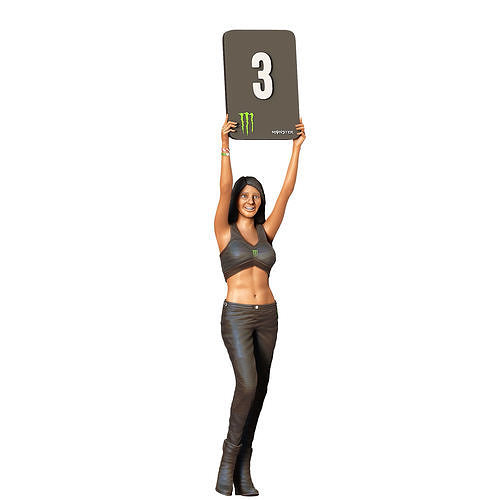 N2 Pit Girl with Placard 3D print model 3