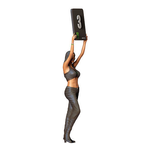 N2 Pit Girl with Placard 3D print model 6
