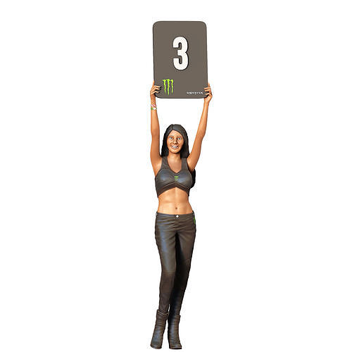 N2 Pit Girl with Placard 3D print model 2