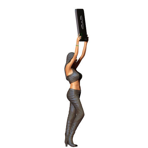 N2 Pit Girl with Placard 3D print model 7