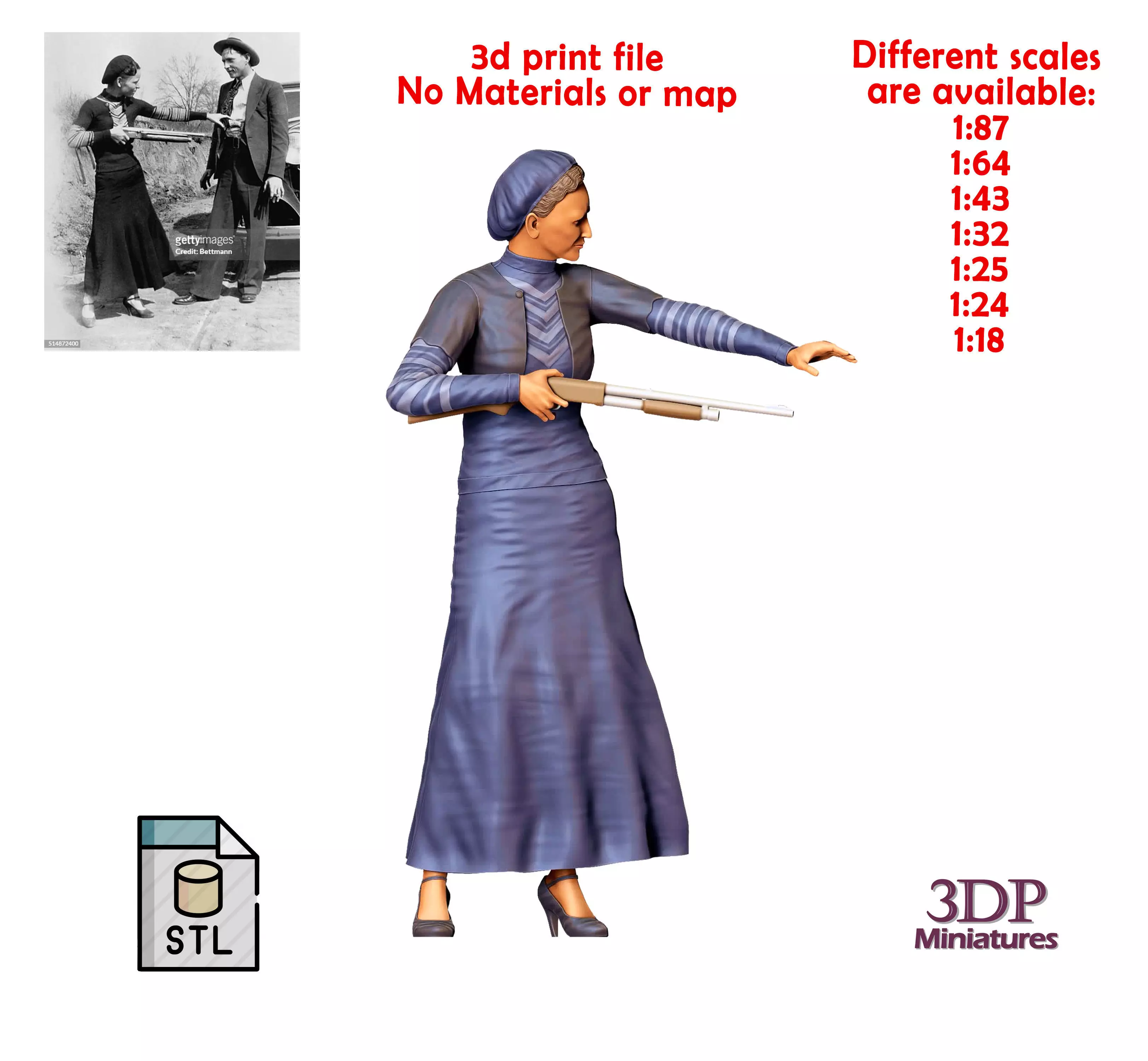 N1 Bonnie and Clyde Bonnie Parker 3D print model_0