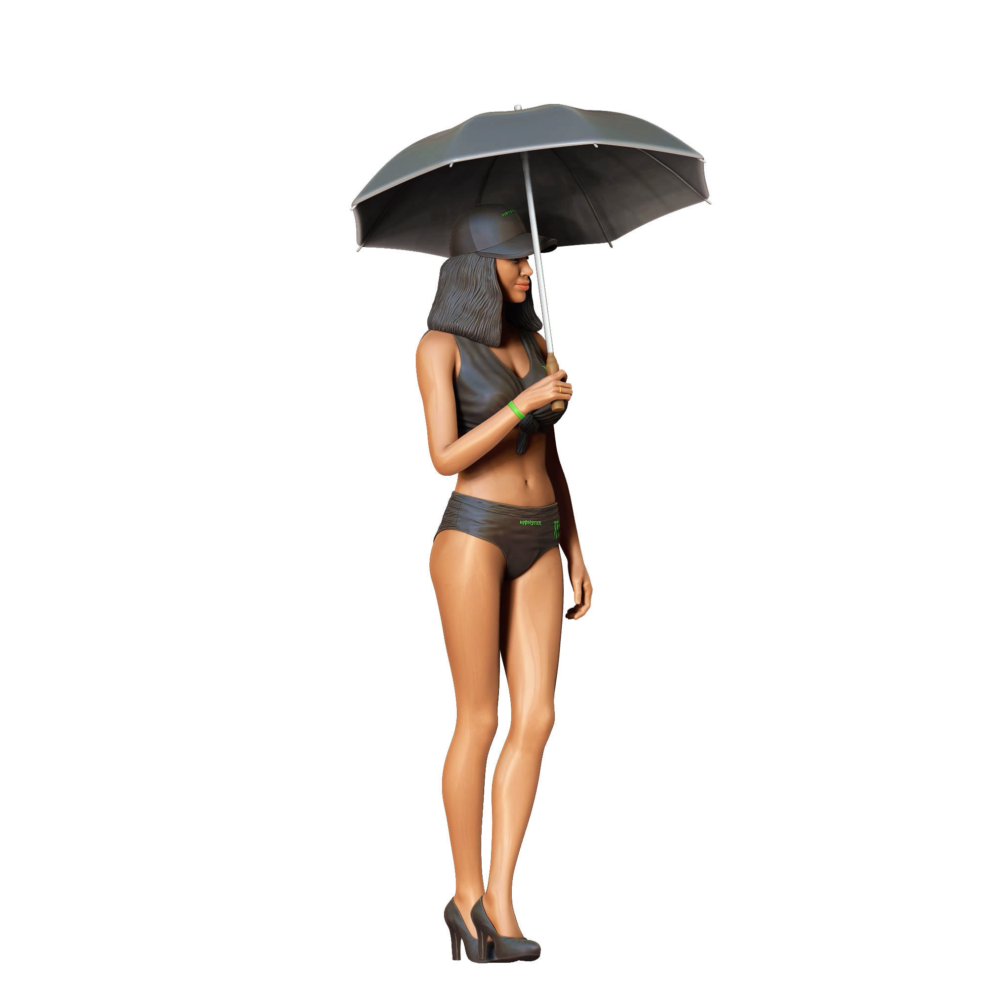 N3 Pit Girl with Umbrella 3D print model_4