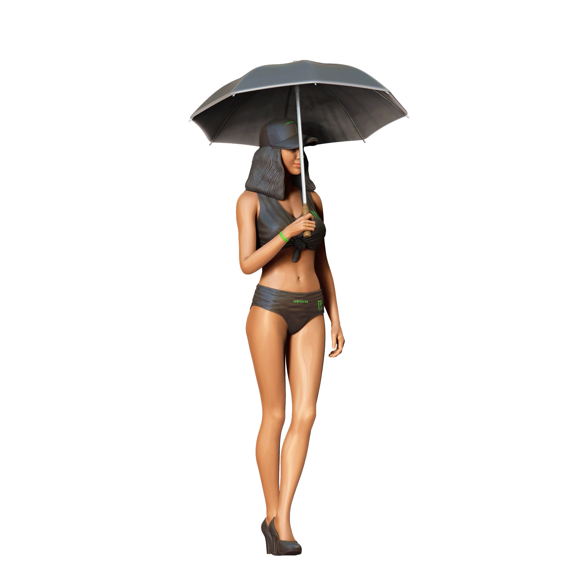 N3 Pit Girl with Umbrella 3D print model_3