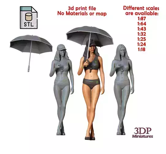 N3 Pit Girl with Umbrella 3D print model