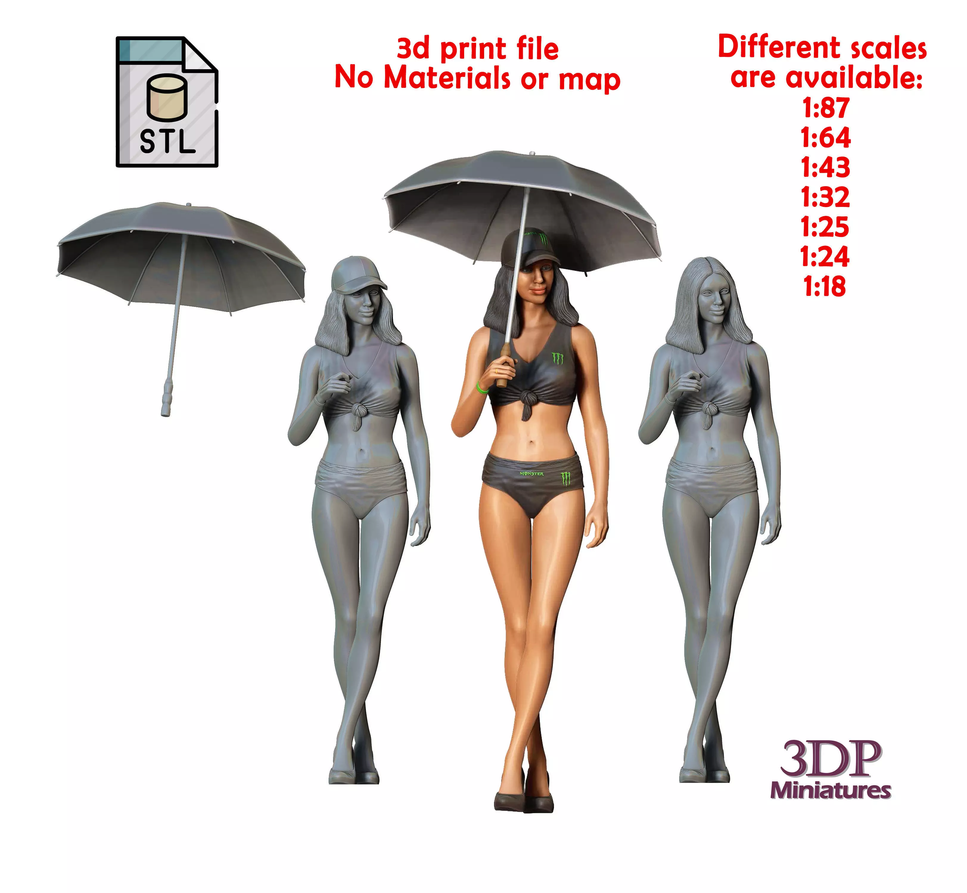 N3 Pit Girl with Umbrella 3D print model_0