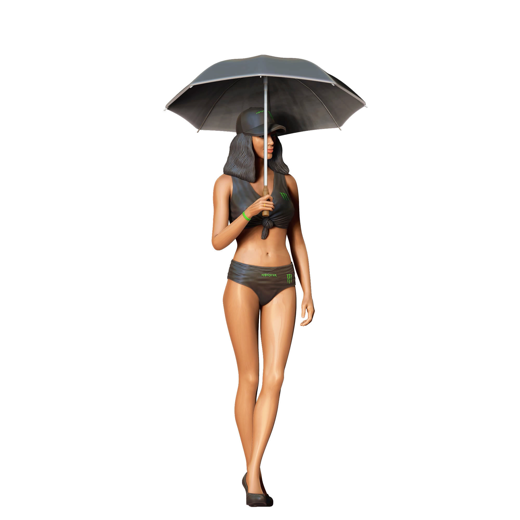 N3 Pit Girl with Umbrella 3D print model_2