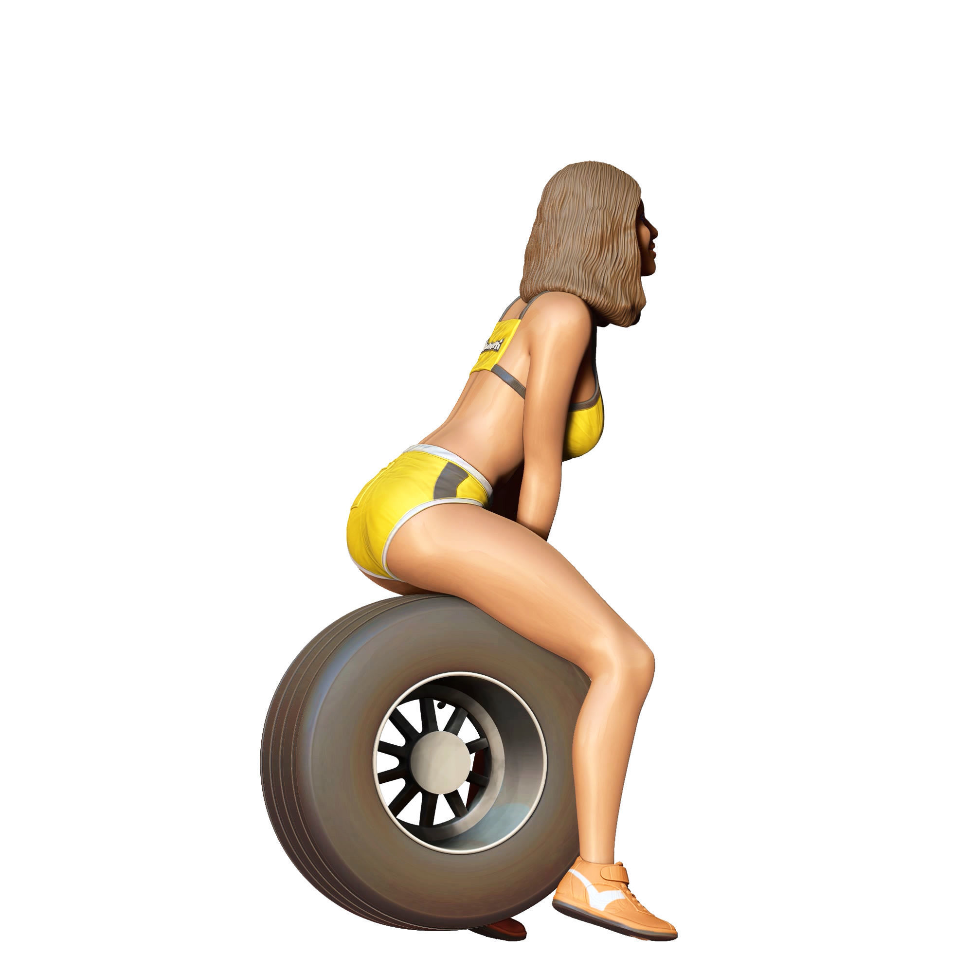 N4 Pit Girl with Tire 3D print model_9