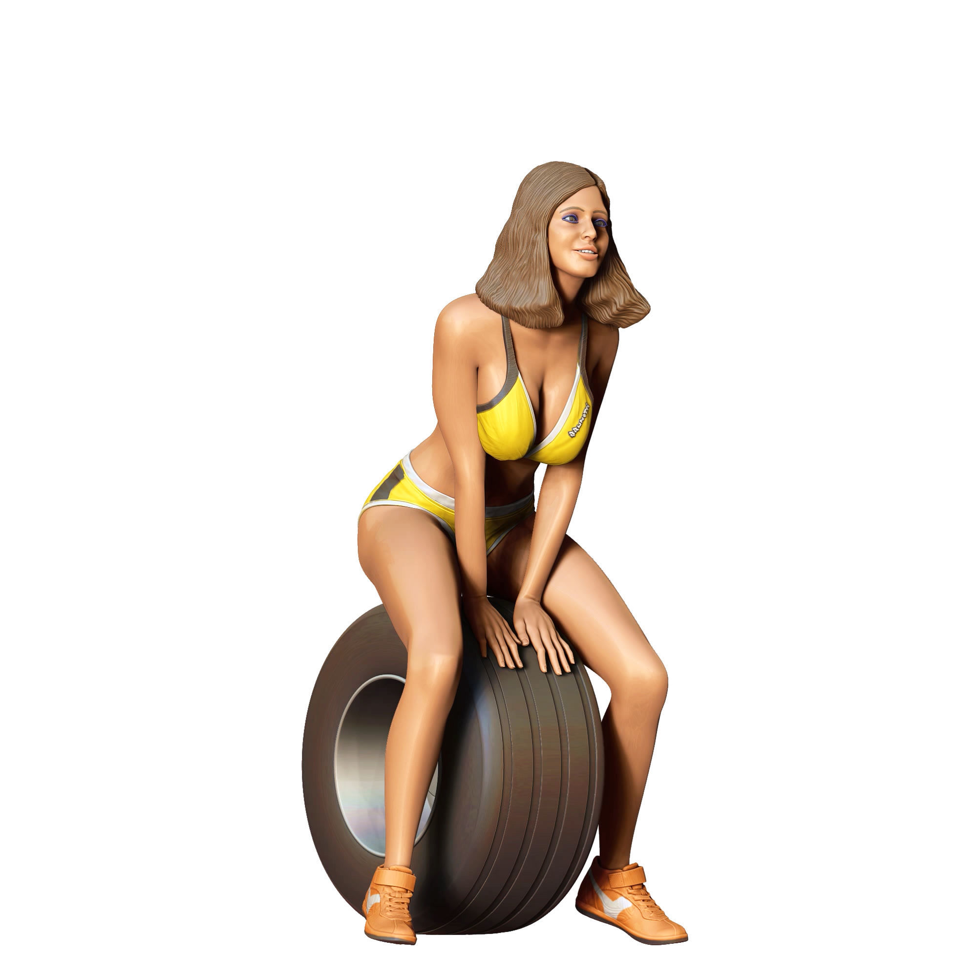 N4 Pit Girl with Tire 3D print model_3