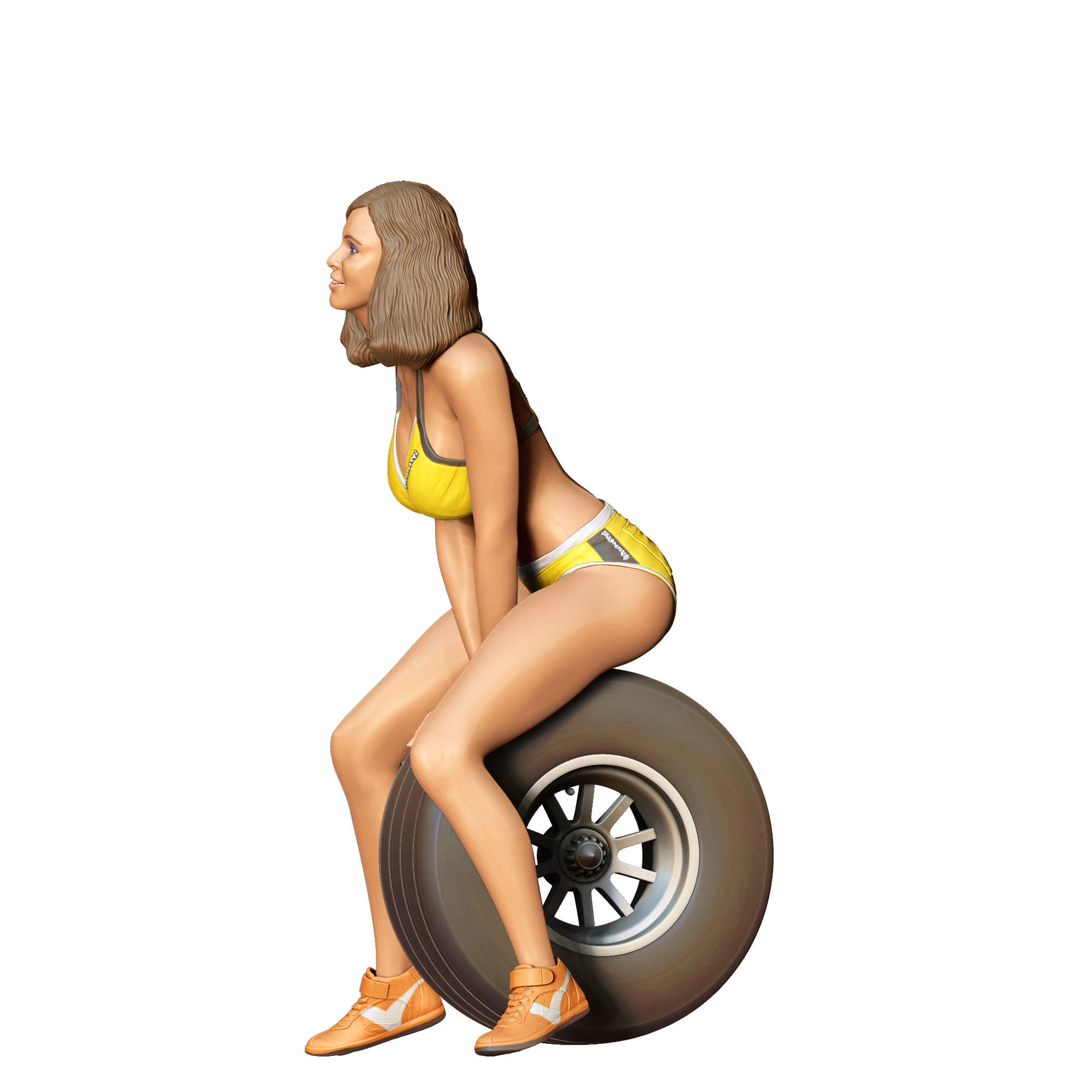 N4 Pit Girl with Tire 3D print model_24