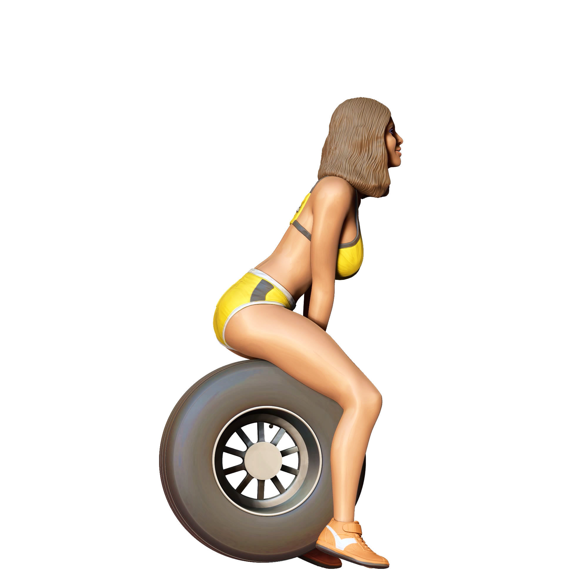 N4 Pit Girl with Tire 3D print model_8