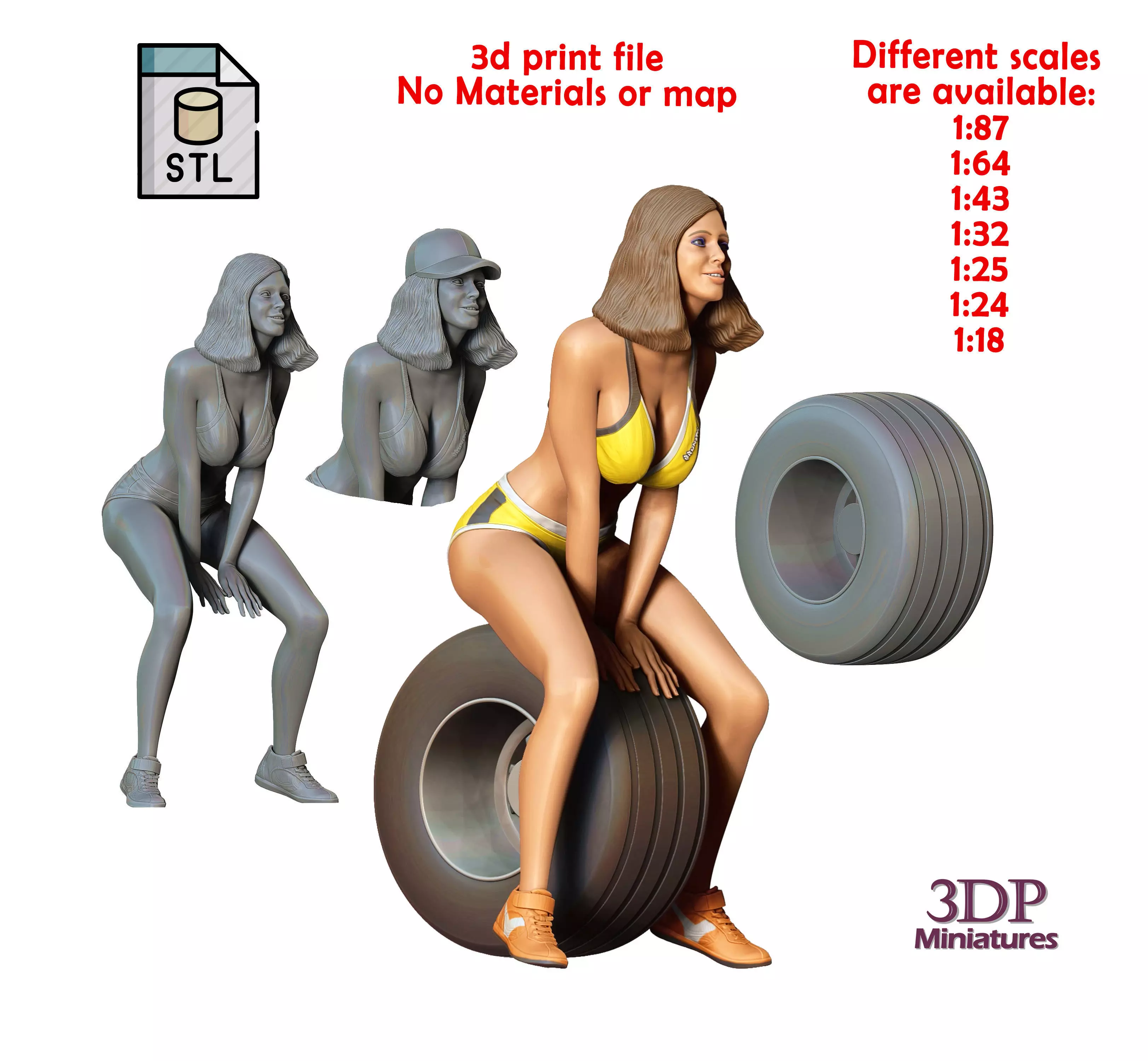 N4 Pit Girl with Tire 3D print model_0
