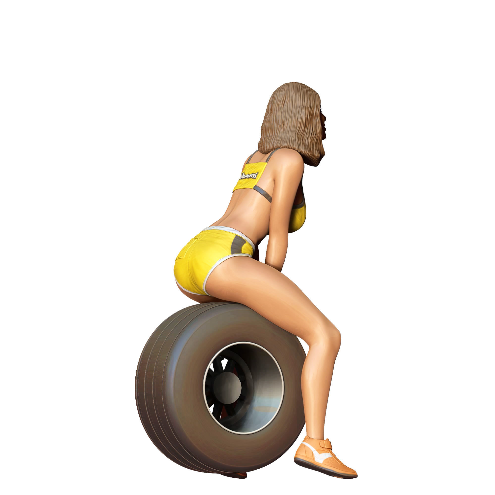 N4 Pit Girl with Tire 3D print model_10