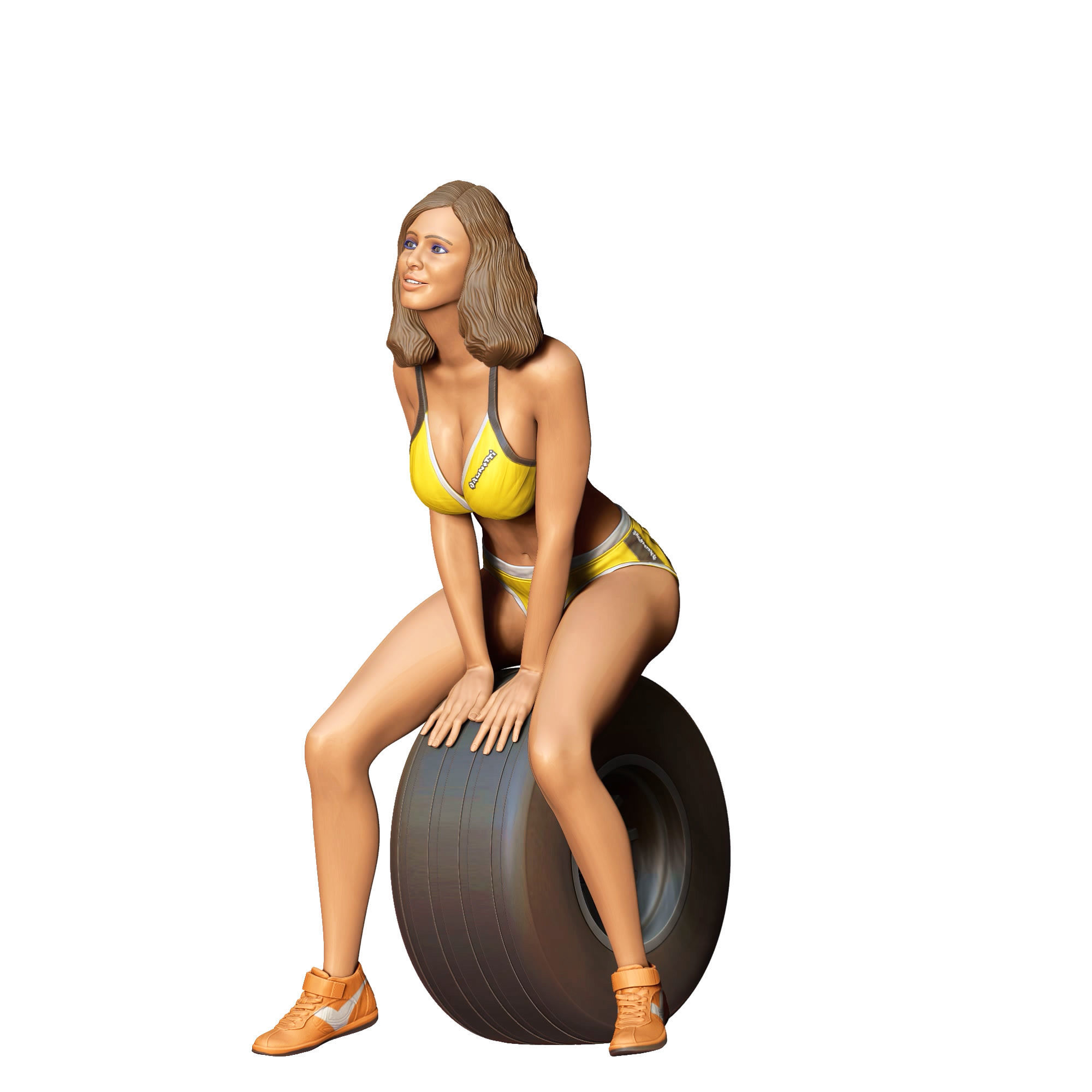 N4 Pit Girl with Tire 3D print model_27