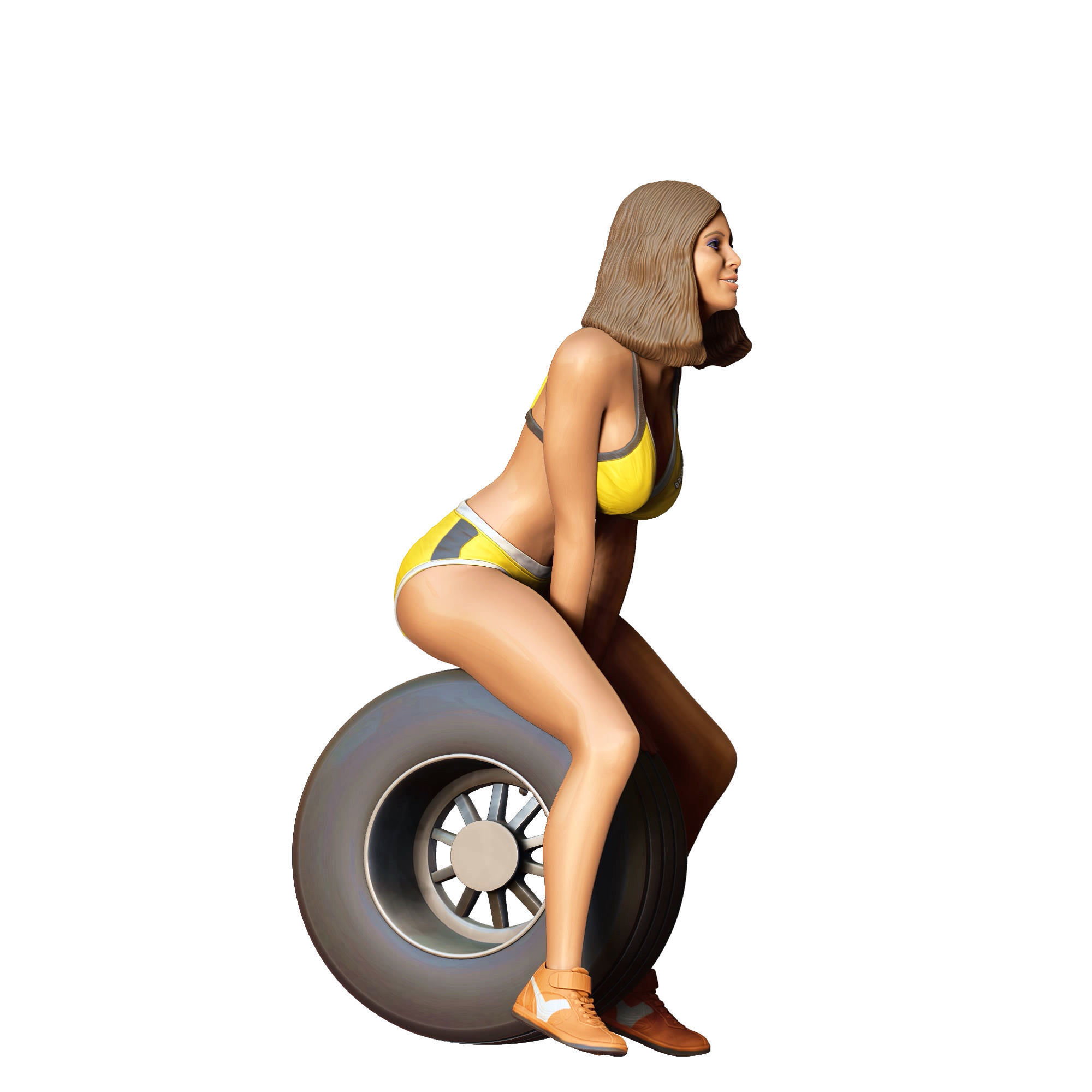N4 Pit Girl with Tire 3D print model_6