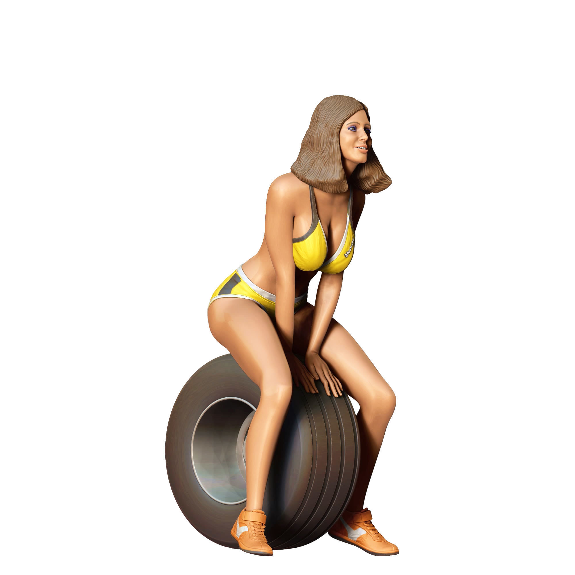 N4 Pit Girl with Tire 3D print model_4