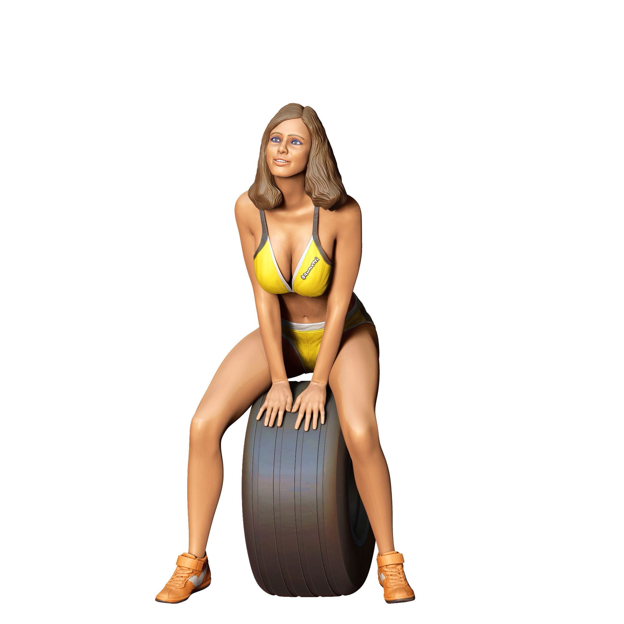 N4 Pit Girl with Tire 3D print model_29