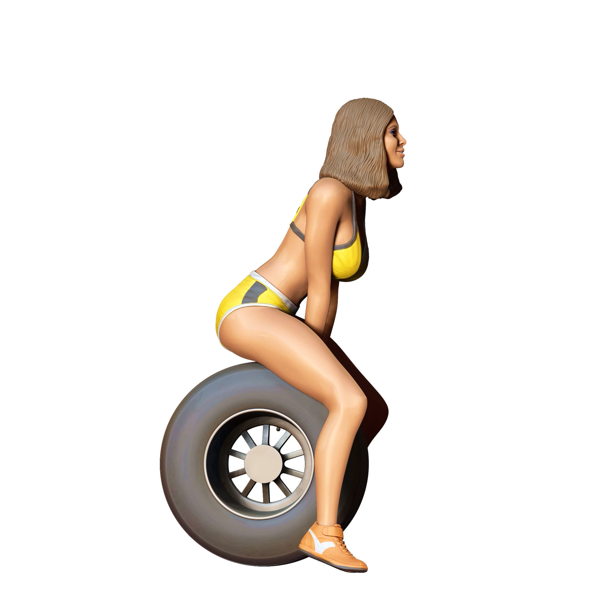 N4 Pit Girl with Tire 3D print model_7