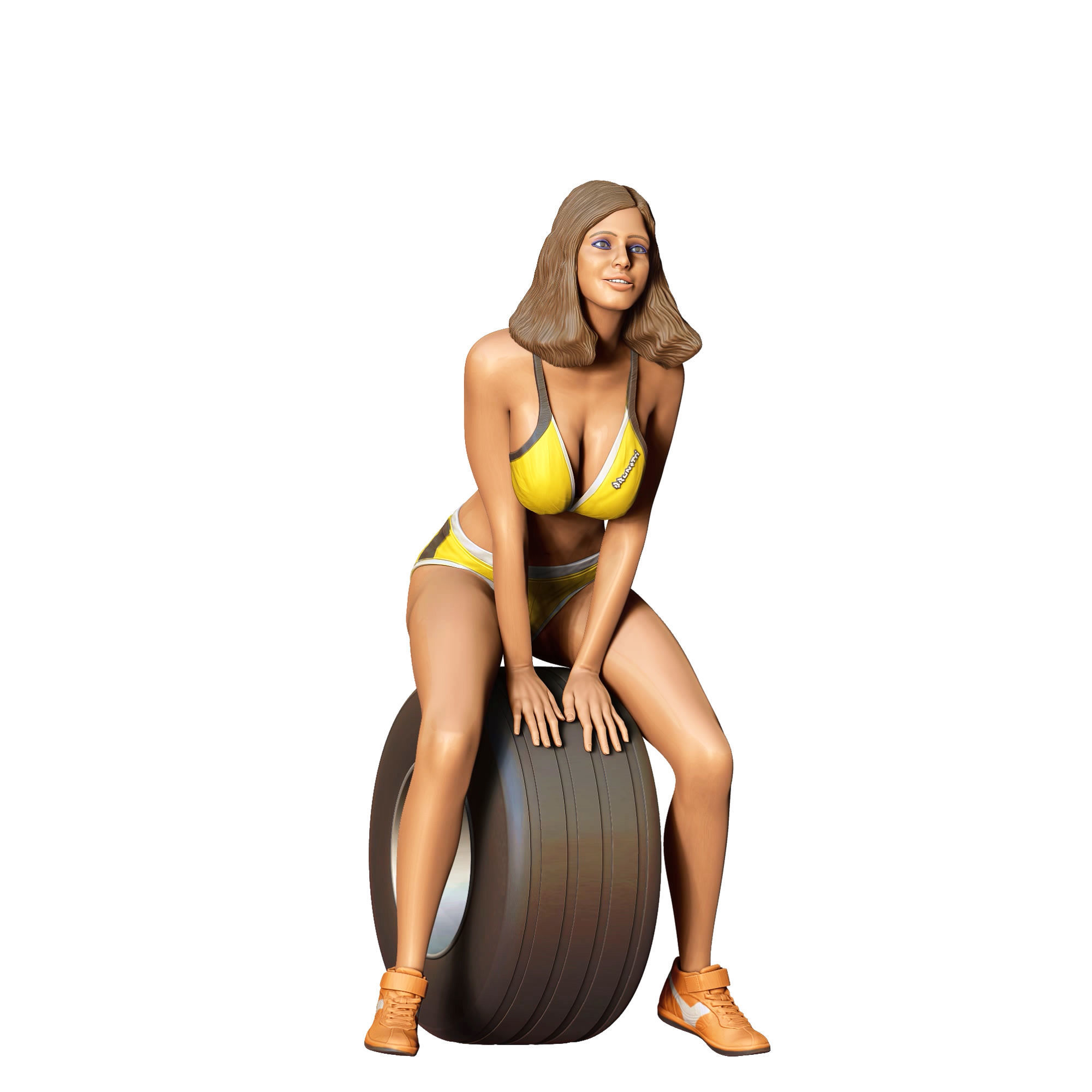 N4 Pit Girl with Tire 3D print model_2