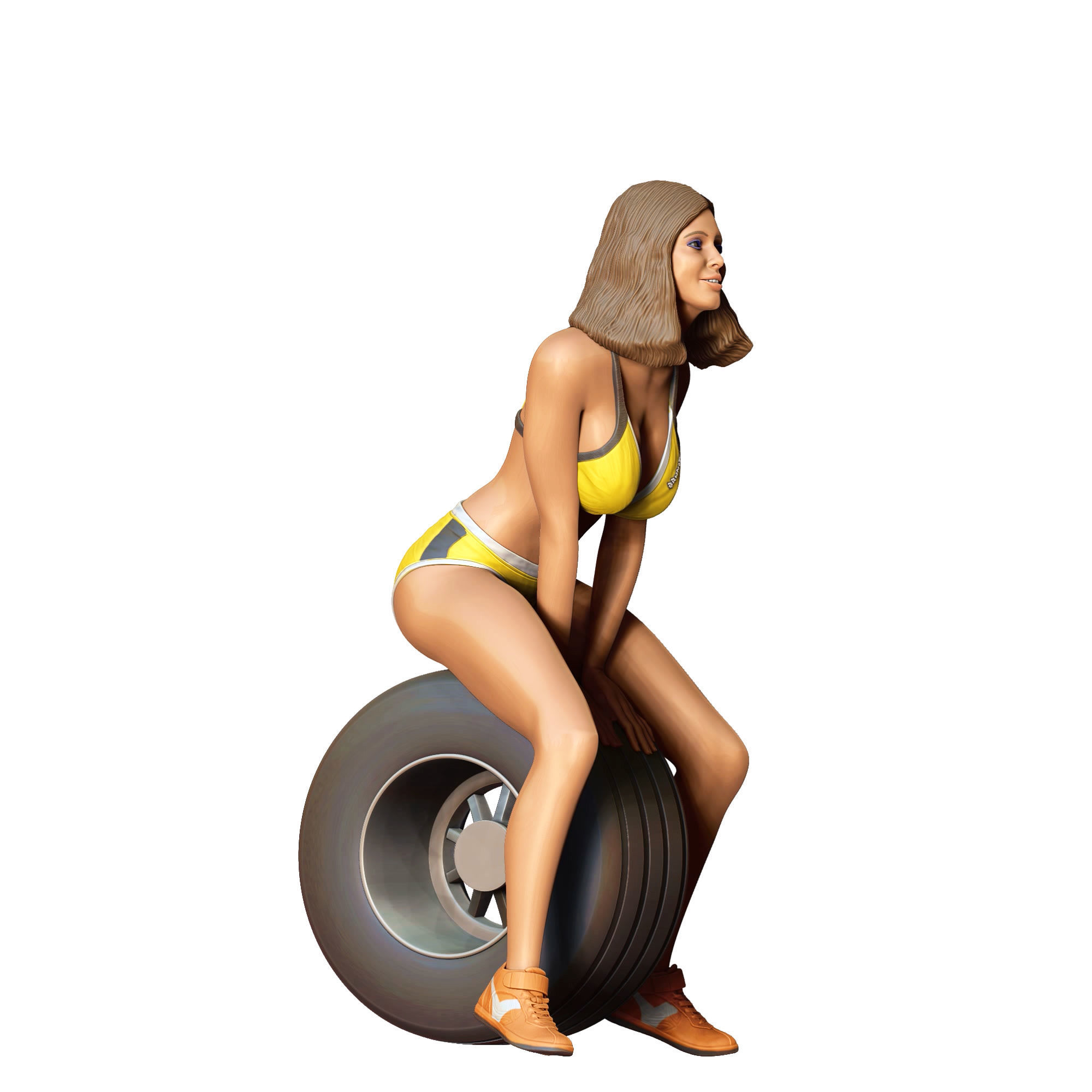 N4 Pit Girl with Tire 3D print model_5