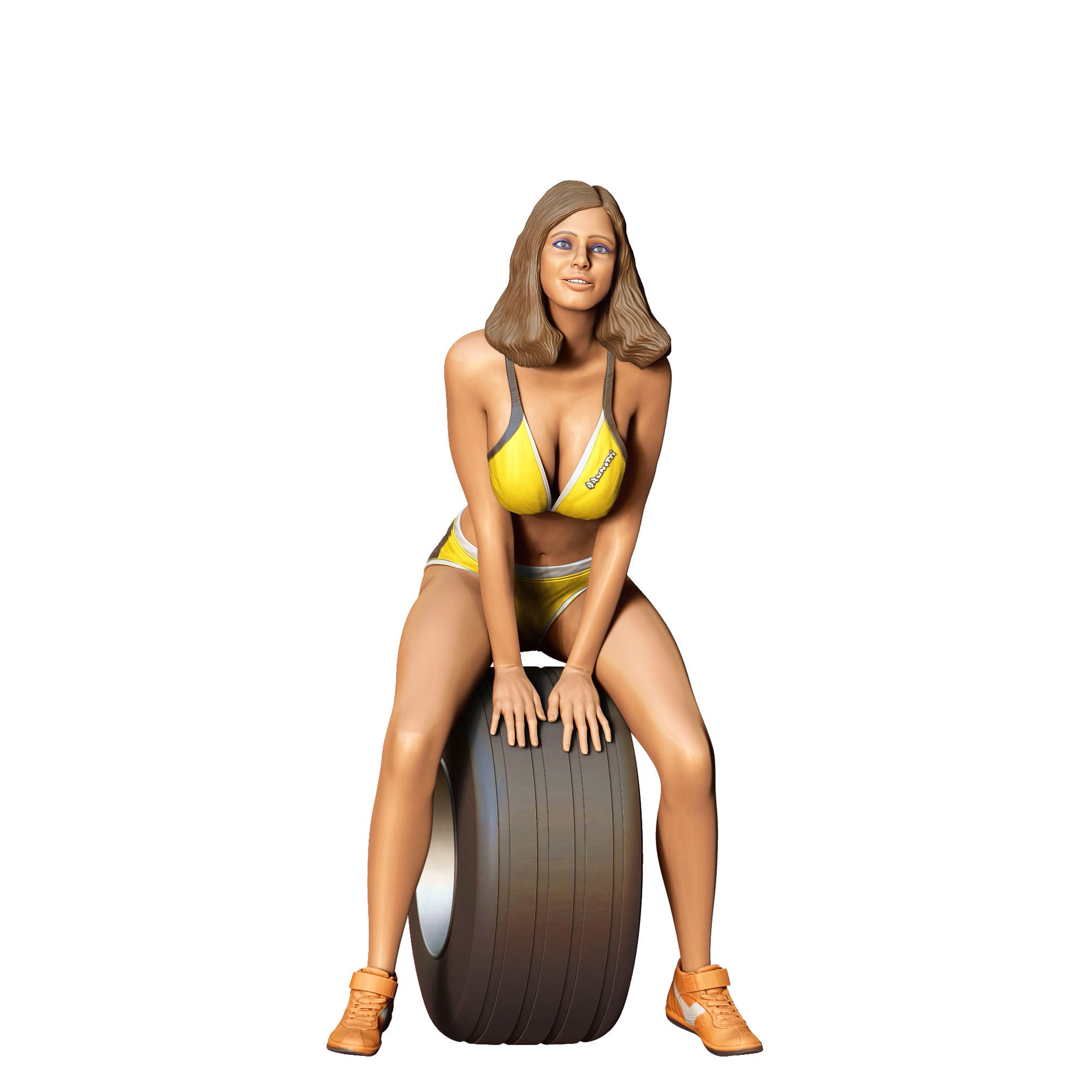 N4 Pit Girl with Tire 3D print model_1