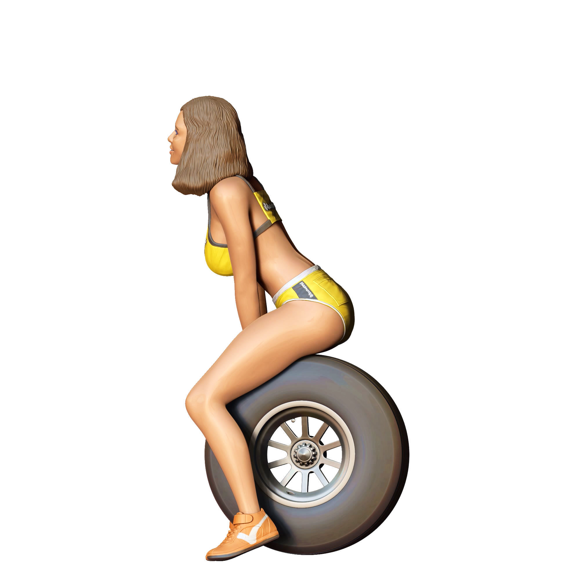 N4 Pit Girl with Tire 3D print model_22