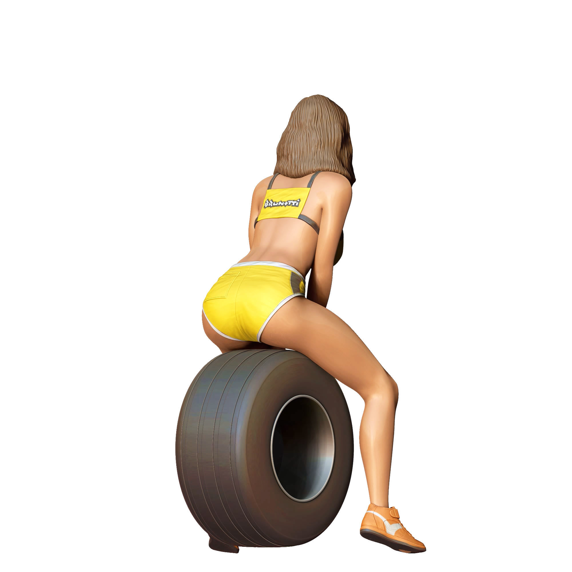 N4 Pit Girl with Tire 3D print model_12