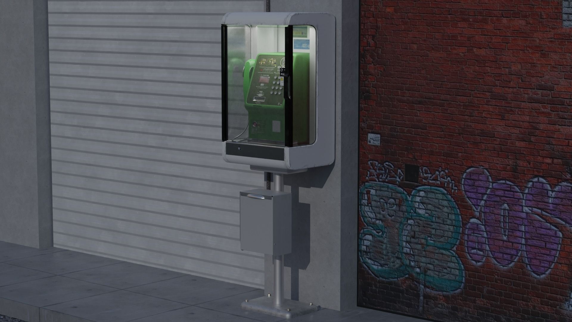 Japanese Payphone 3D model_16