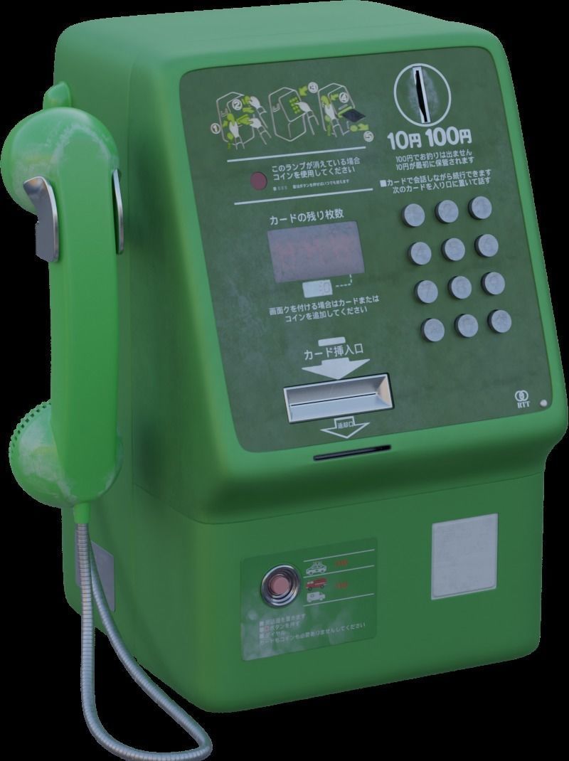 Japanese Payphone 3D model_6