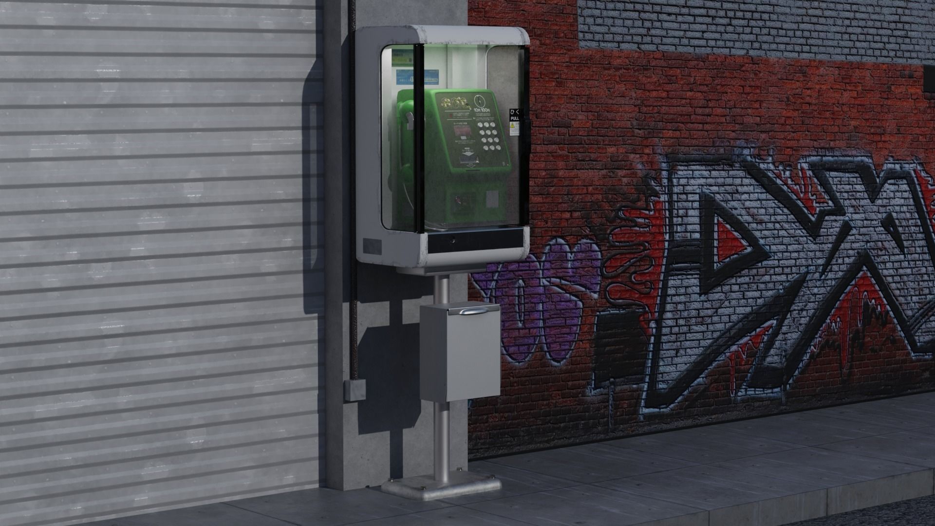 Japanese Payphone 3D model_19