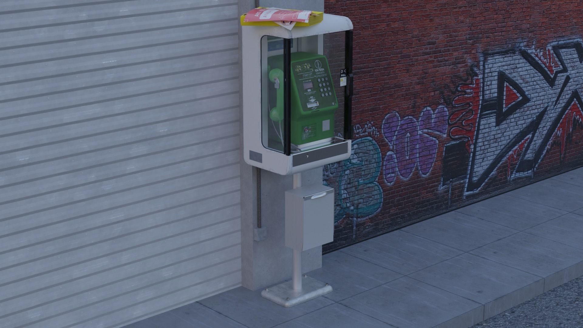 Japanese Payphone 3D model_14