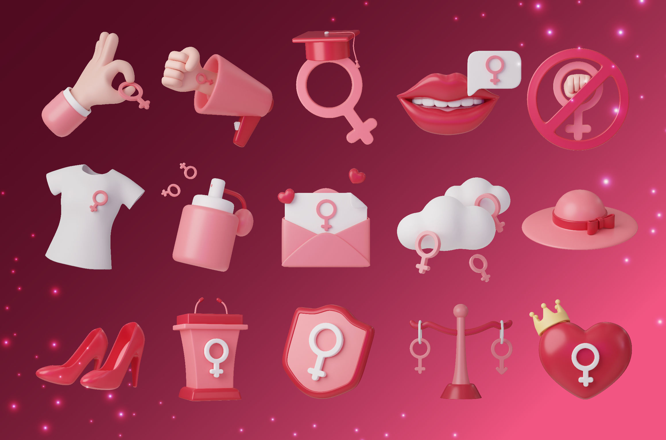 Women day 3D Icon 3D Illustration 3D model  3D model_4