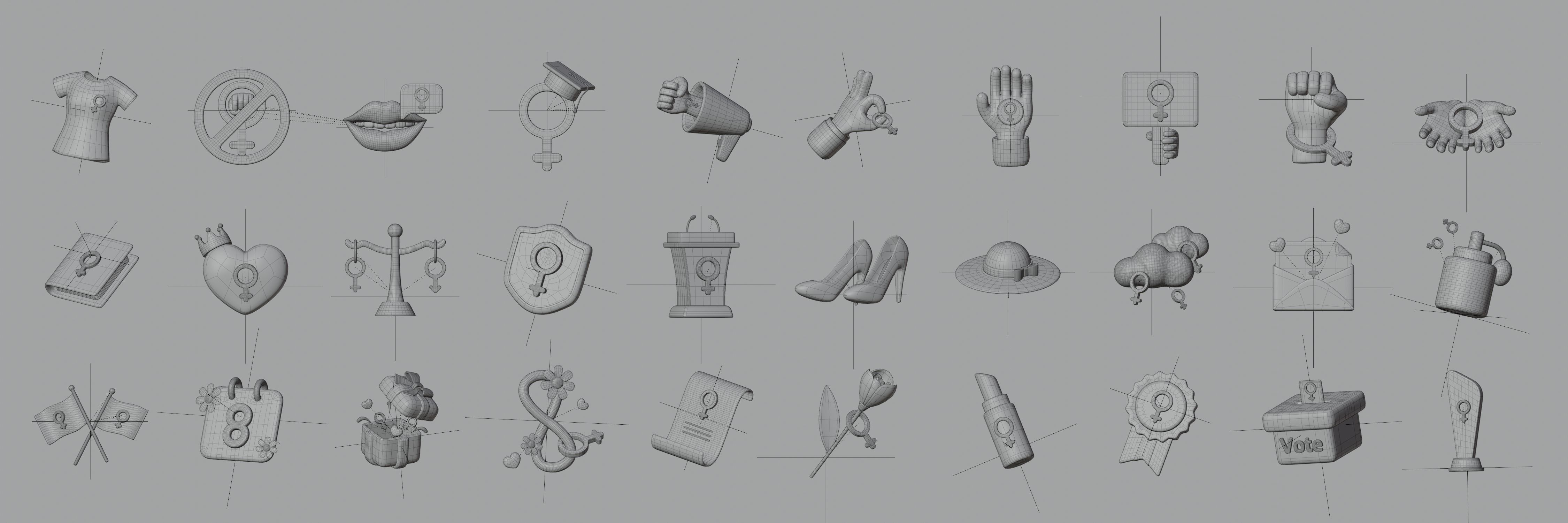 Women day 3D Icon 3D Illustration 3D model  3D model_5