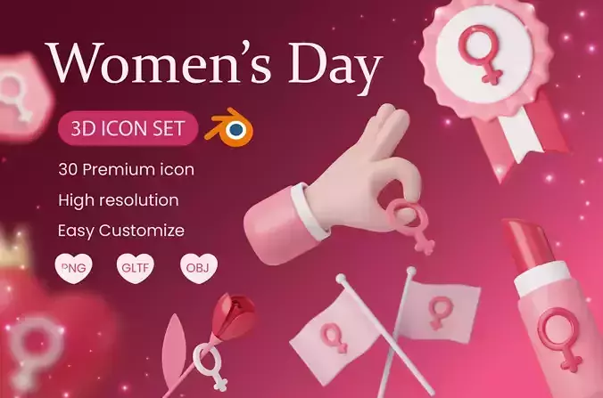 Women day 3D Icon 3D Illustration 3D model 