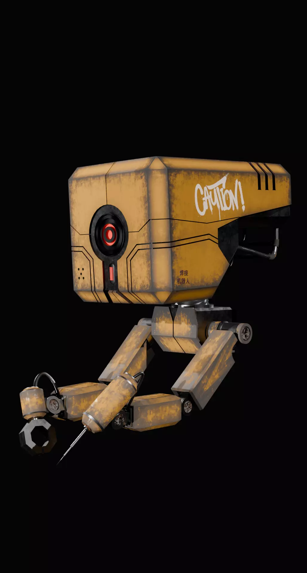 old rusted welding robot 3d model  Low-poly 3D model_0