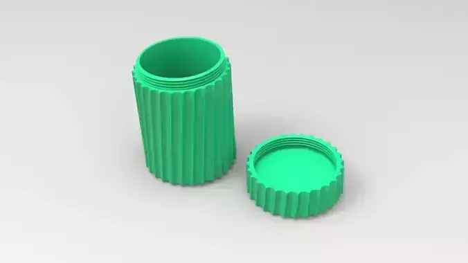 Circular Slot Patterned Boxes with Threaded Lid 3D Model 